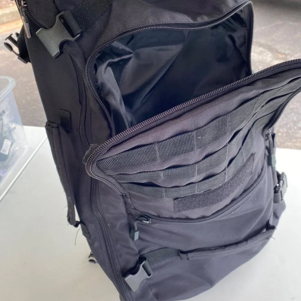 Tactical Black Convertible Backpack Duffel Bag With Multiple Compartments